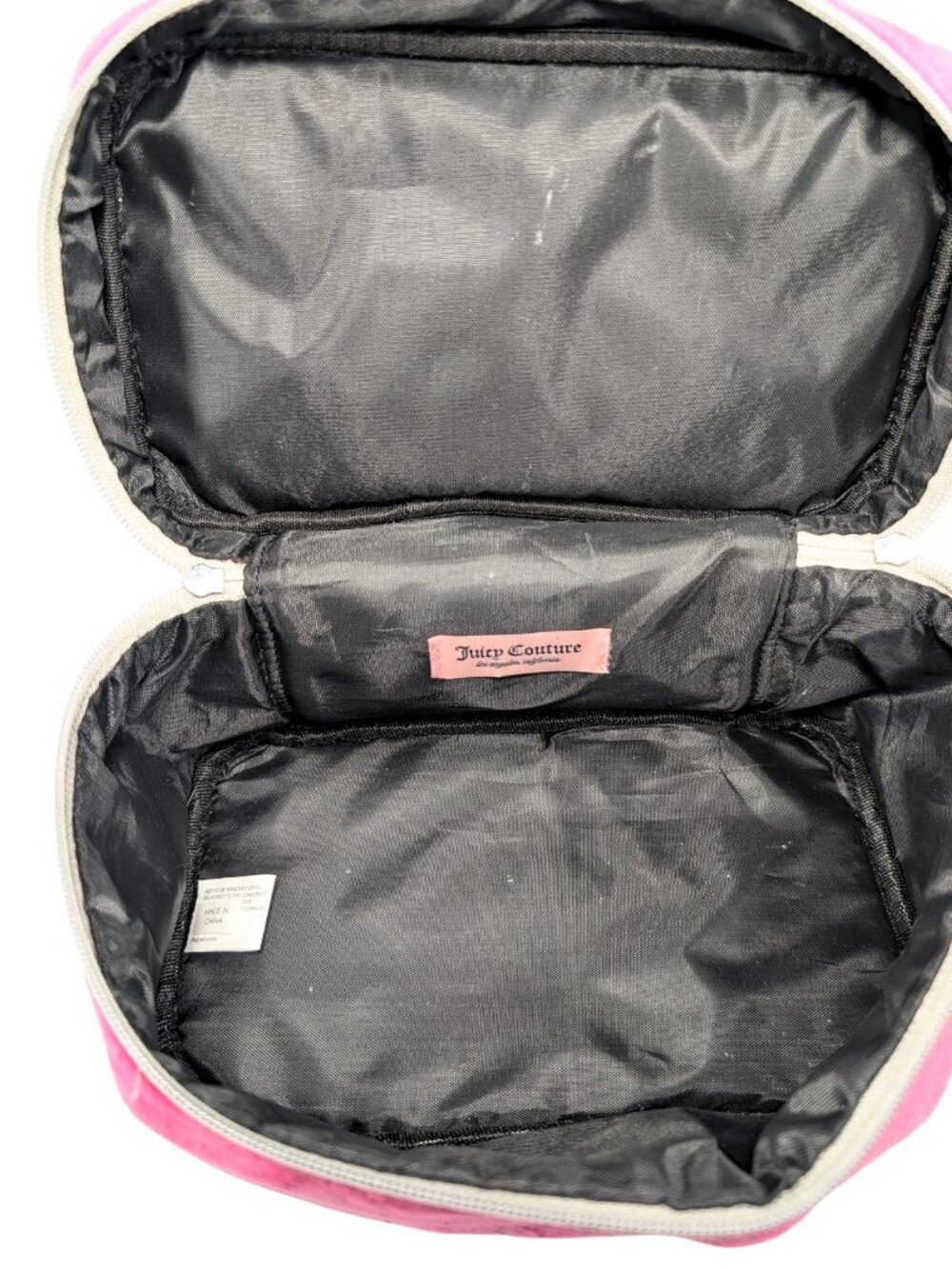Juicy Couture Hot Pink 2-Piece Travel Gym Overnight Duffel Velour Cosmetic Bag - Picture 10 of 11